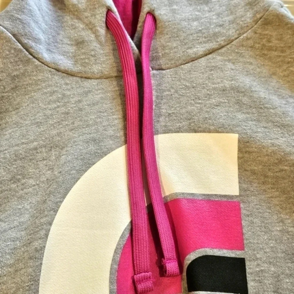 The North Face Sweat Shirt Hoodie Grey.| Big Pink Logo Wmns Sz M - Picture 4 of 9